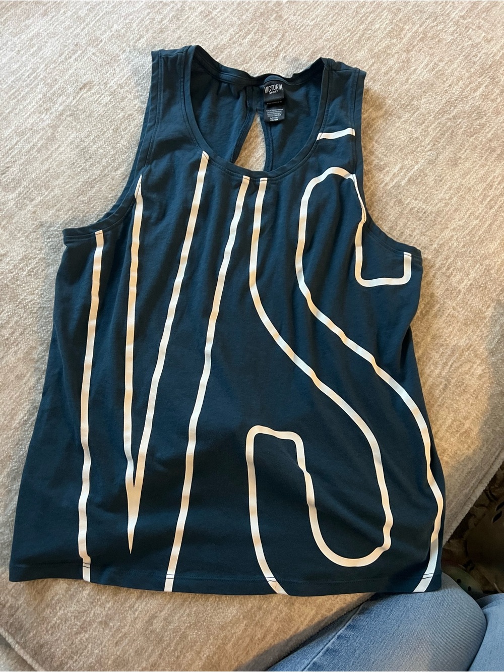 Victoria's Secret Navy Tank Top with White Graphic